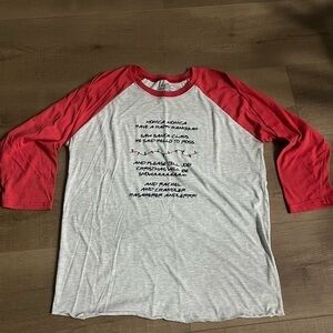 Friends Baseball Jersey Santa Monica Rachel Ross Joey Phoebe Chandler Red Gray L